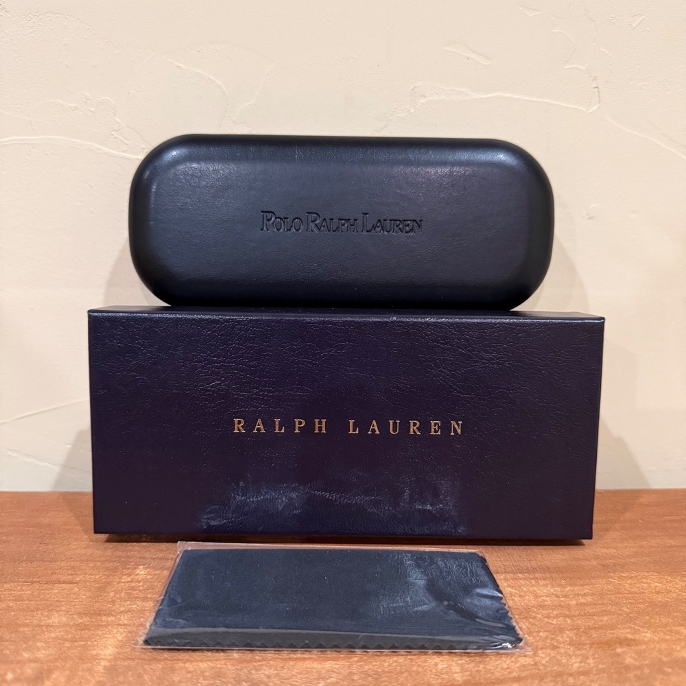NEW Polo Ralph Lauren Black Clamshell Sunglass Case, Box with Cleaning‎ Cloth